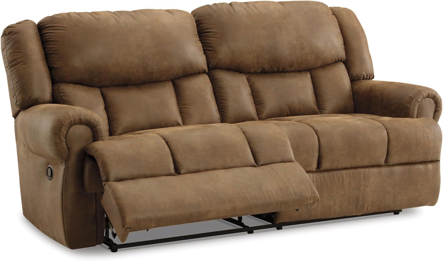 imageSignature Design by Ashley Boothbay Classic Faux Leather 2 Seat Manual Reclining Sofa Dark BrownBrown