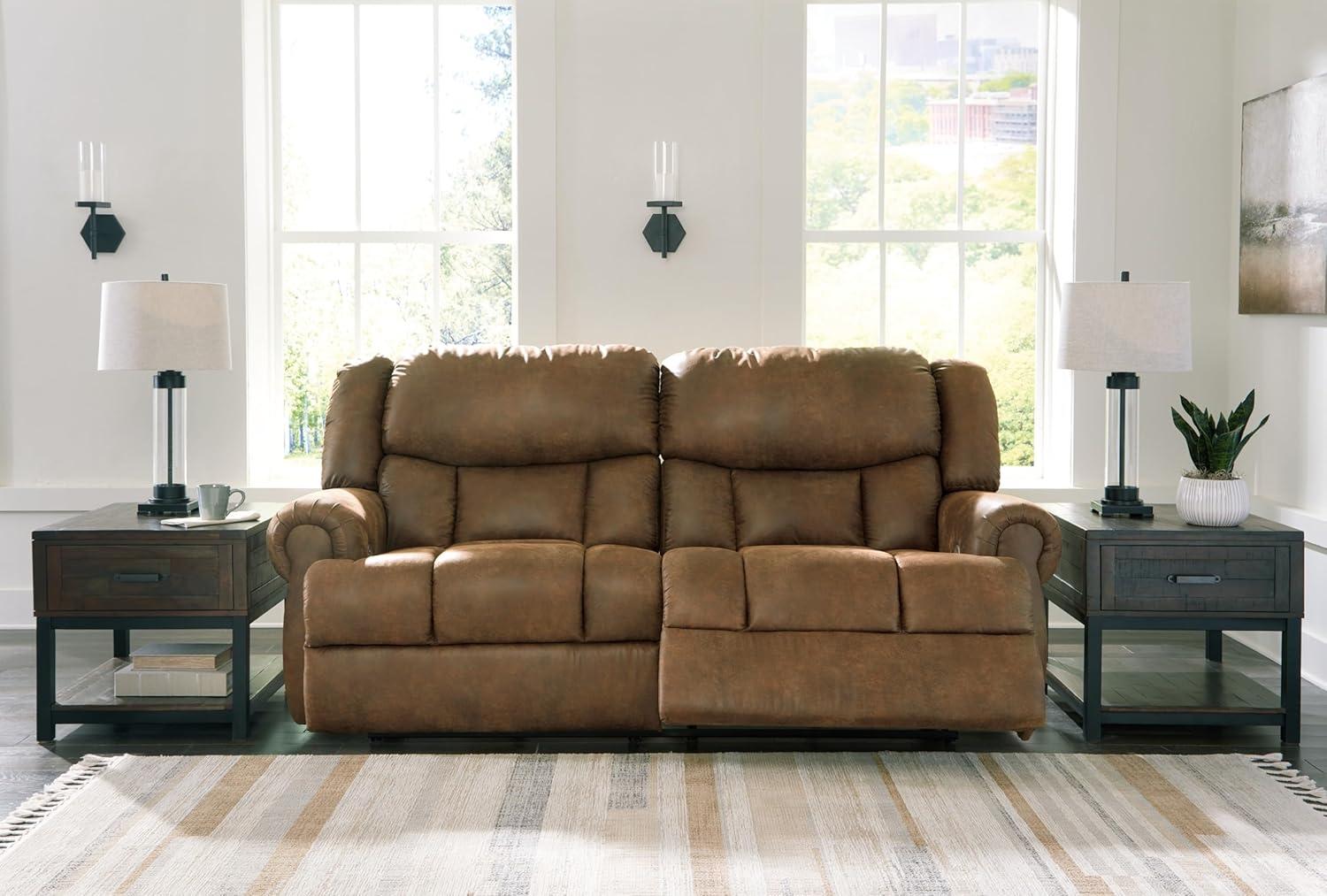 imageSignature Design by Ashley Boothbay Classic Faux Leather 2 Seat Manual Reclining Sofa Dark BrownDark Brown