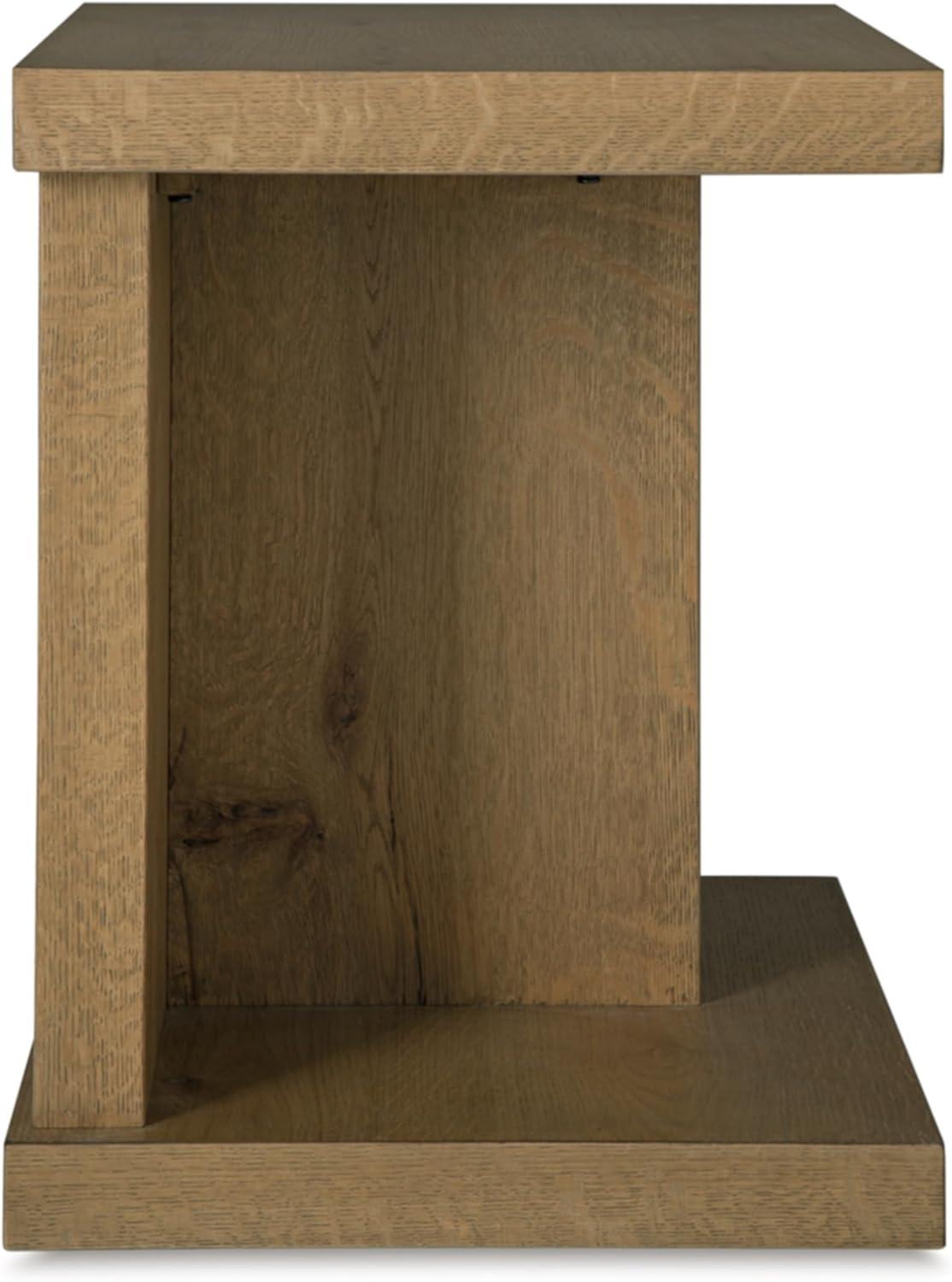 imageSignature Design by Ashley Brinstead Casual Chairside End Table with Power Supply and USB Ports Light BrownLight Brown