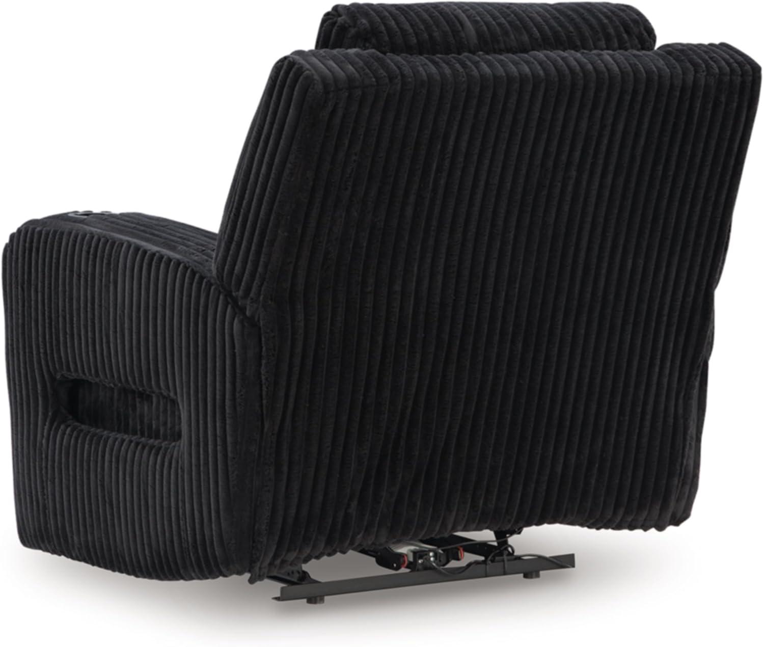 imageSignature Design by Ashley Broad Cove Casual LED Power Recliner with Adjustable Headrest Storage and USB Ports BlackBlack