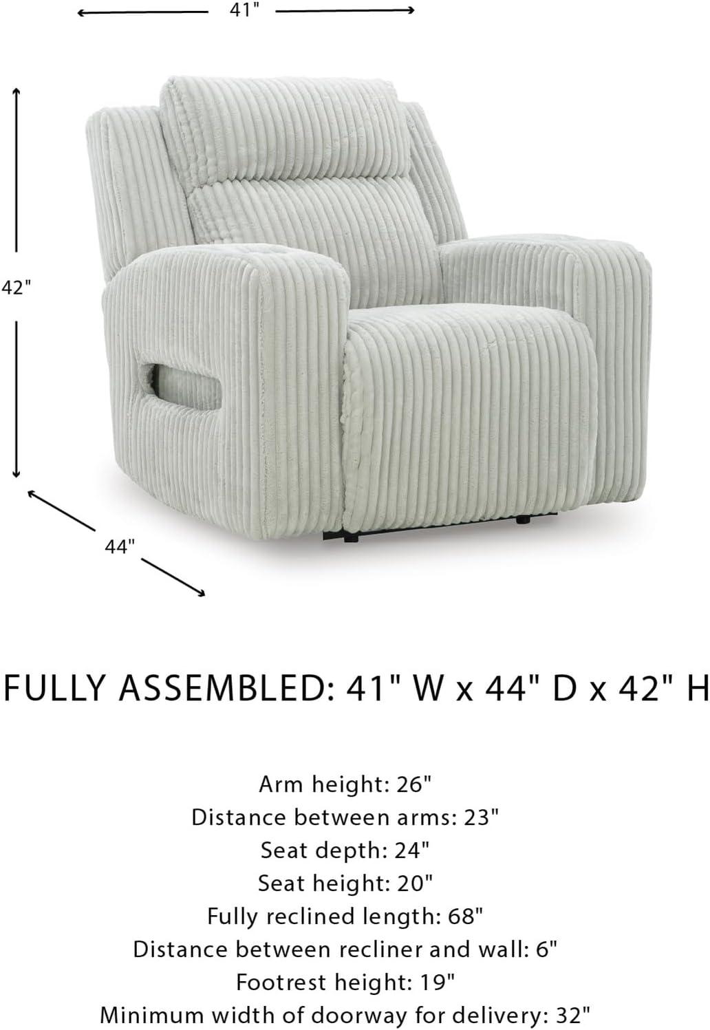 imageSignature Design by Ashley Broad Cove Casual LED Power Recliner with Adjustable Headrest Storage and USB Ports BlackLight Gray