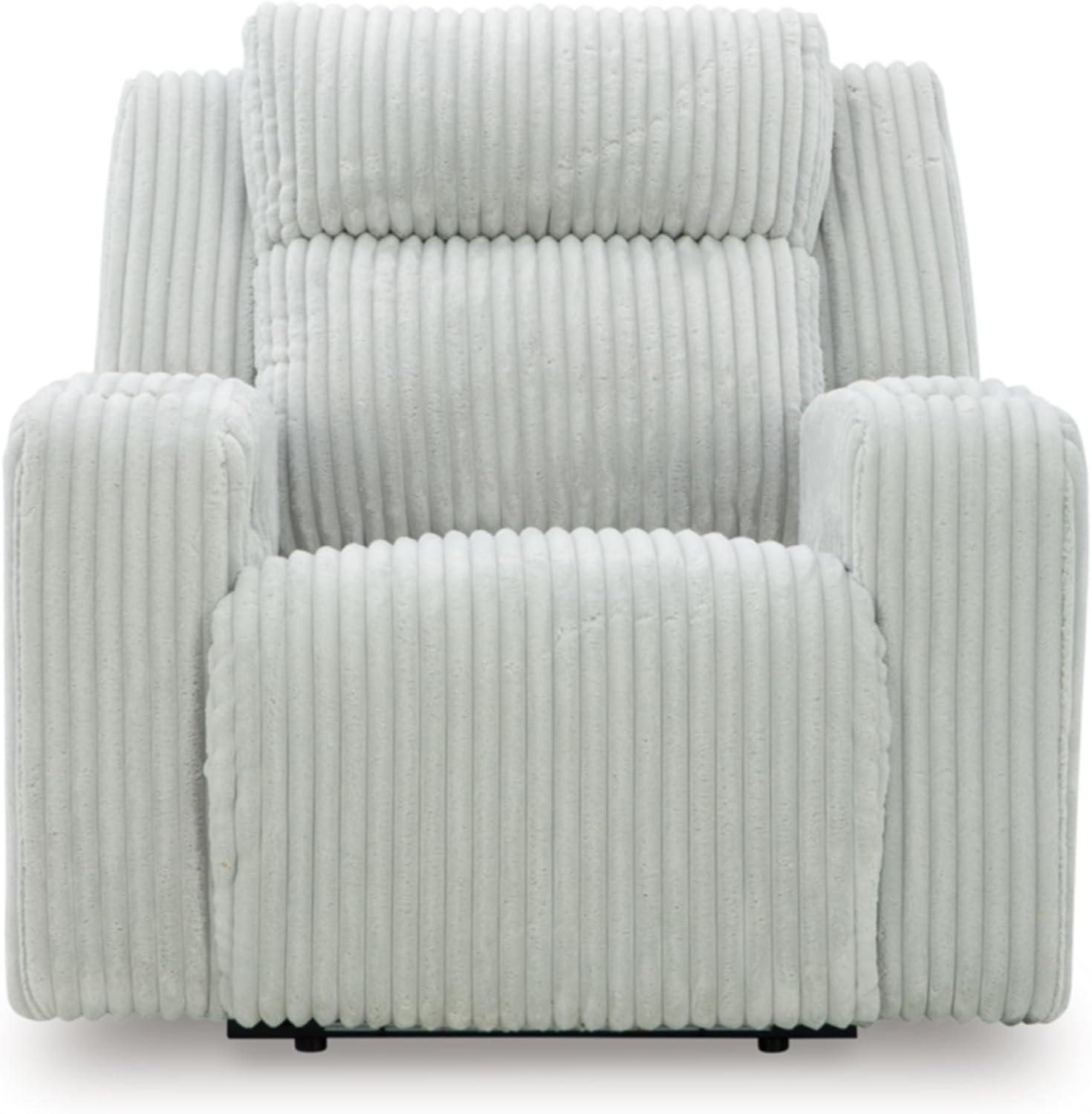 imageSignature Design by Ashley Broad Cove Casual LED Power Recliner with Adjustable Headrest Storage and USB Ports BlackLight Gray