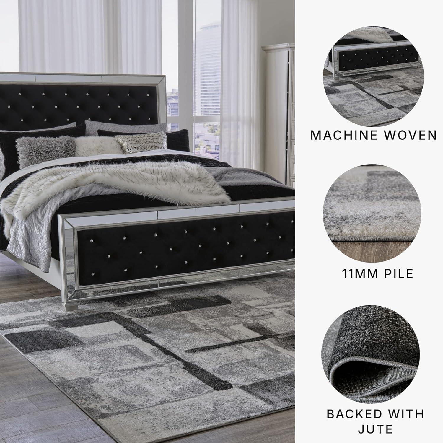 imageSignature Design by Ashley Brycebourne 5 x 7 Medium Pile Abstract Rug Gray ampamp Black53 x 77 Rectangular