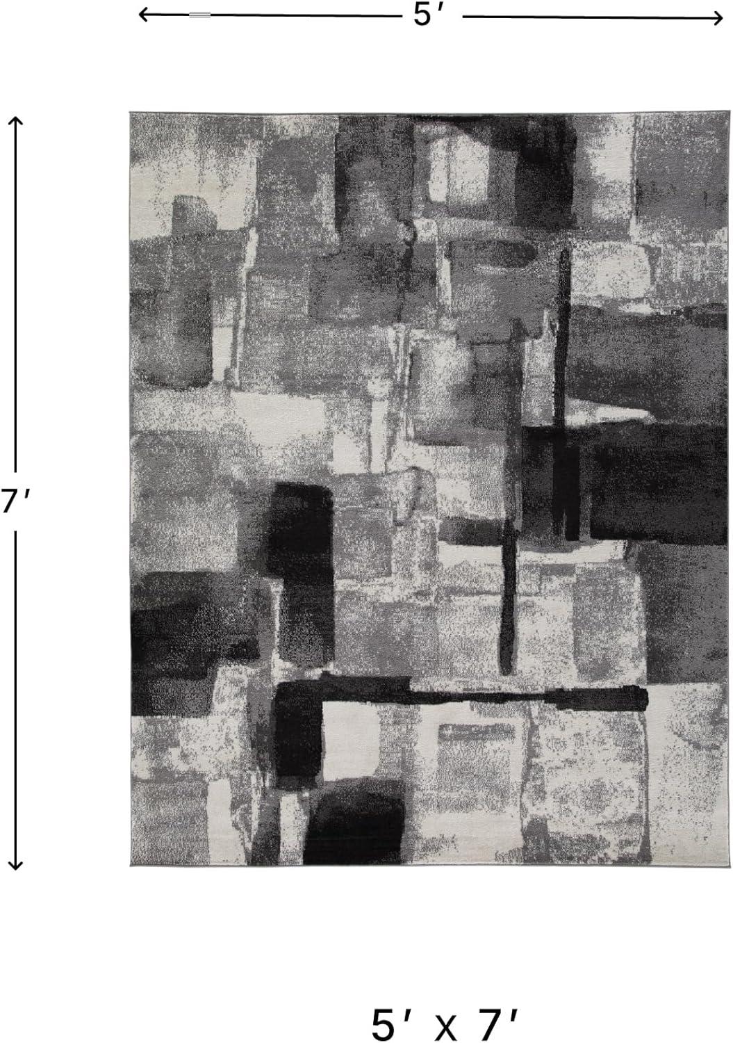 imageSignature Design by Ashley Brycebourne 5 x 7 Medium Pile Abstract Rug Gray ampamp Black53 x 77 Rectangular