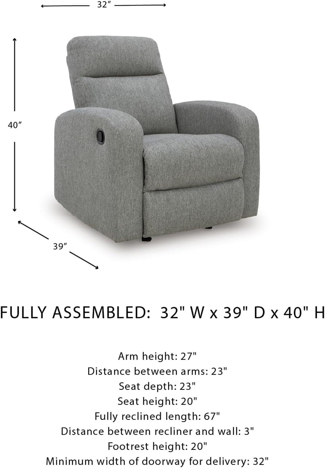 imageSignature Design by Ashley Carrigan Lane Modern Pull Tab Rocking Recliner Light Gray