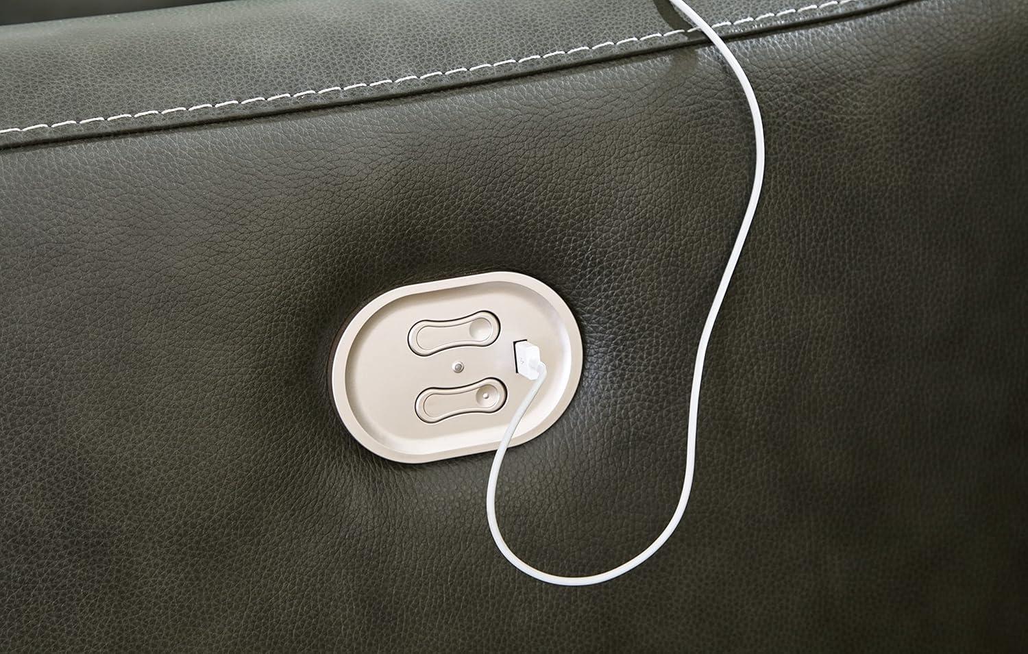 imageSignature Design by Ashley Center Line Casual Power Recliner with Adjustable Headrest Dark Gray3Piece Power Reclining Loveseat with Console