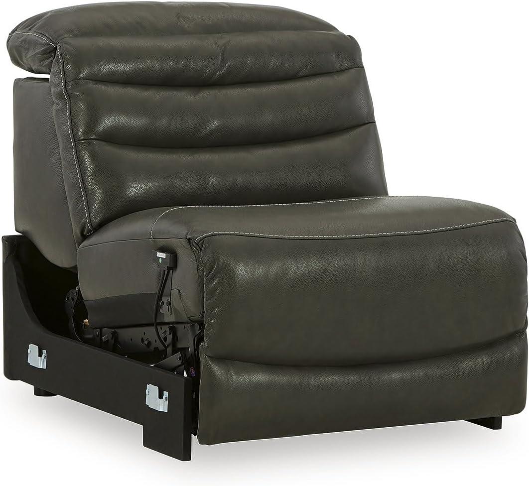 imageSignature Design by Ashley Center Line Casual Power Recliner with Adjustable Headrest Dark Gray5Piece Power Reclining Sectional