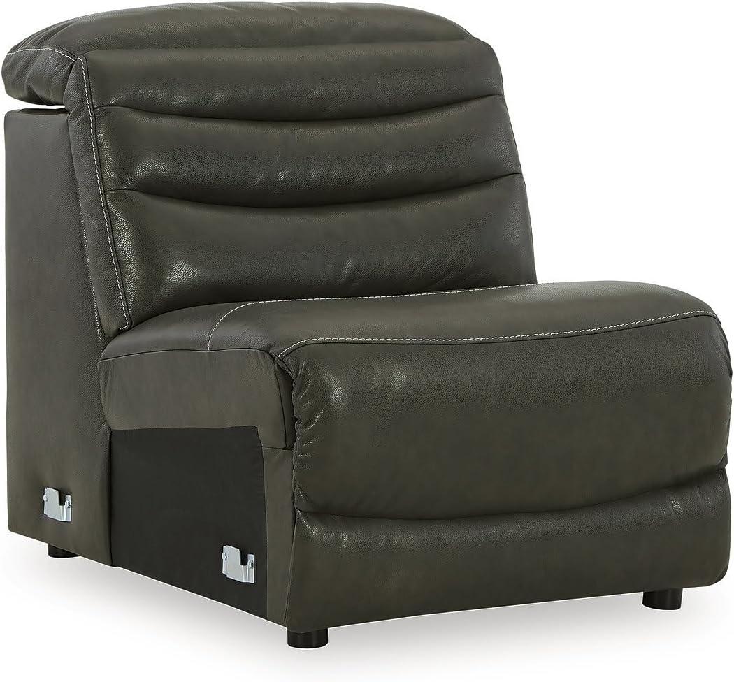 imageSignature Design by Ashley Center Line Casual Power Recliner with Adjustable Headrest Dark Gray5Piece Power Reclining Sectional