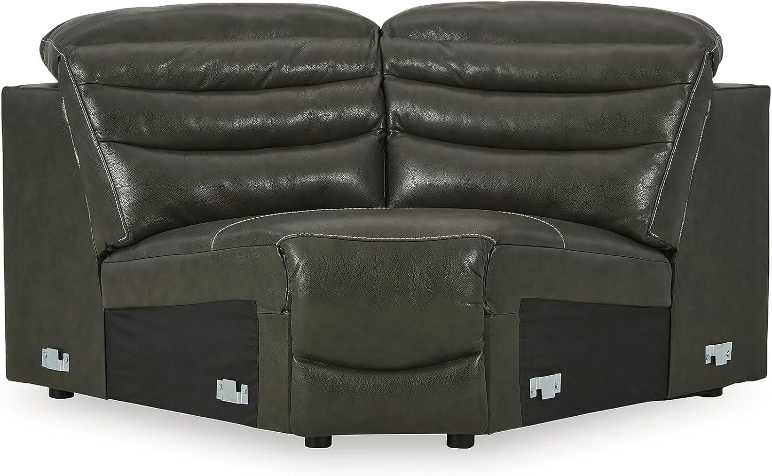 imageSignature Design by Ashley Center Line Casual Power Recliner with Adjustable Headrest Dark Gray6Piece Power Reclining Sectional