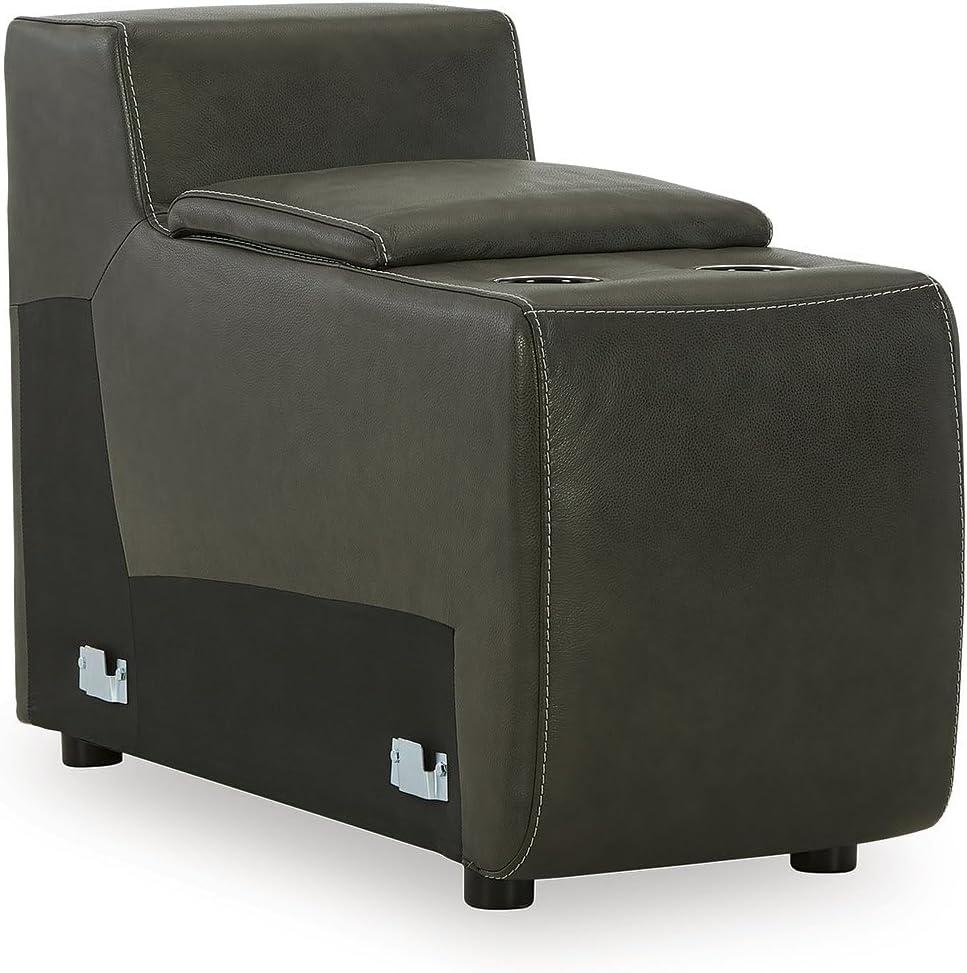 imageSignature Design by Ashley Center Line Casual Power Recliner with Adjustable Headrest Dark Gray7Piece Power Reclining Sectional