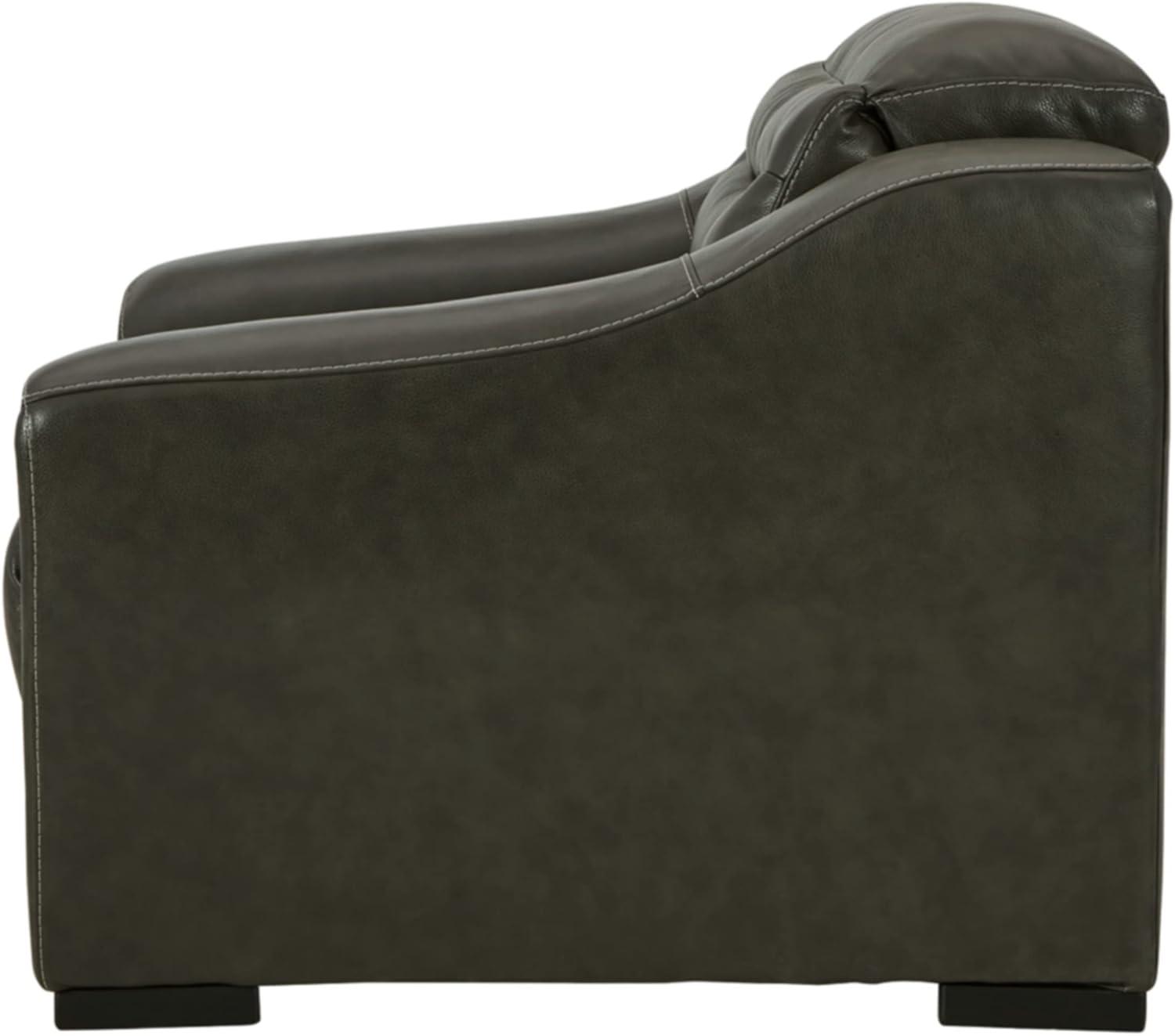 imageSignature Design by Ashley Center Line Casual Power Recliner with Adjustable Headrest Dark GrayPower Recliner