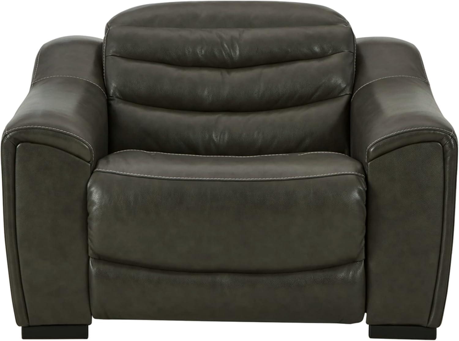 imageSignature Design by Ashley Center Line Casual Power Recliner with Adjustable Headrest Dark GrayPower Recliner
