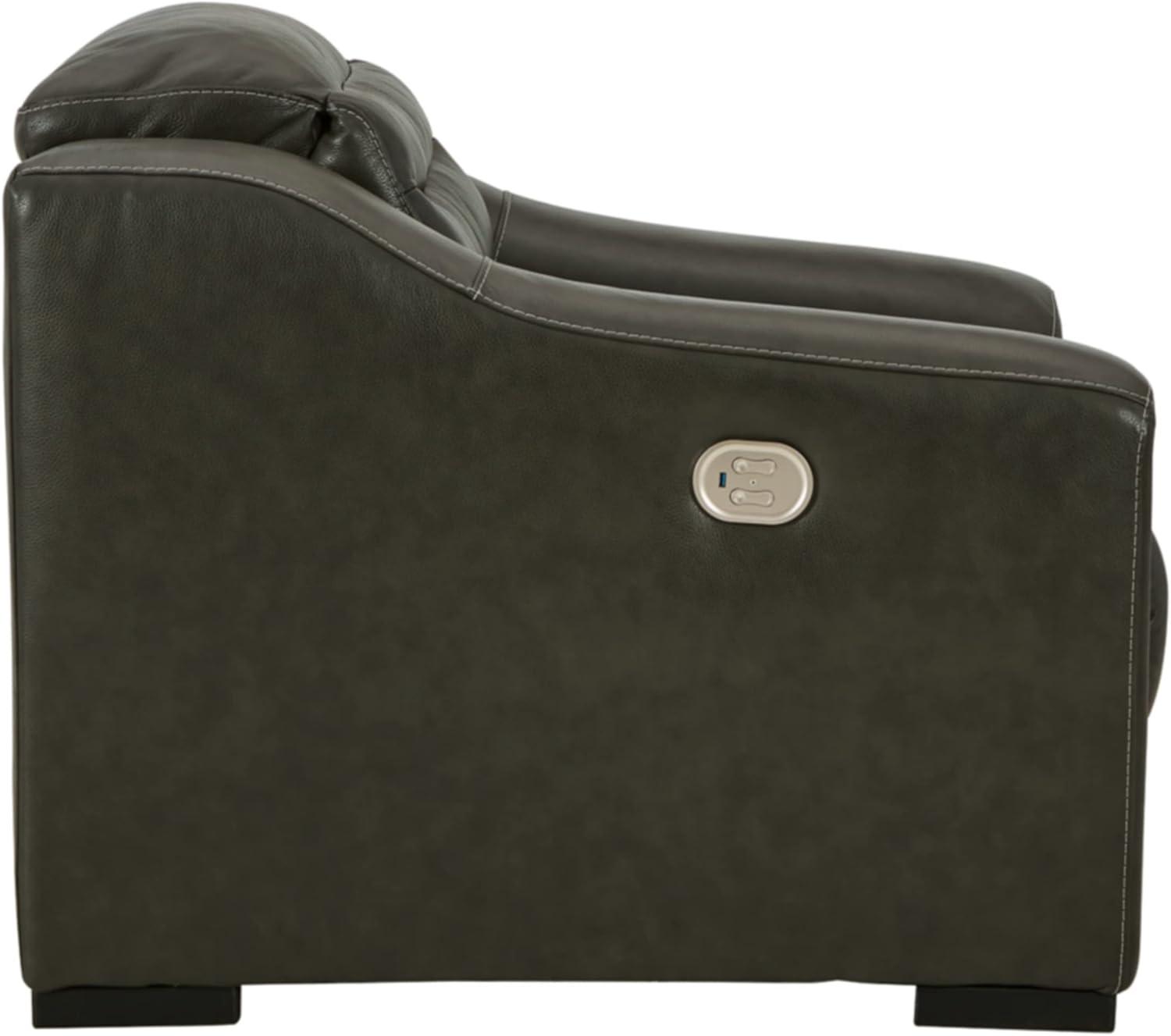 imageSignature Design by Ashley Center Line Casual Power Recliner with Adjustable Headrest Dark GrayPower Recliner