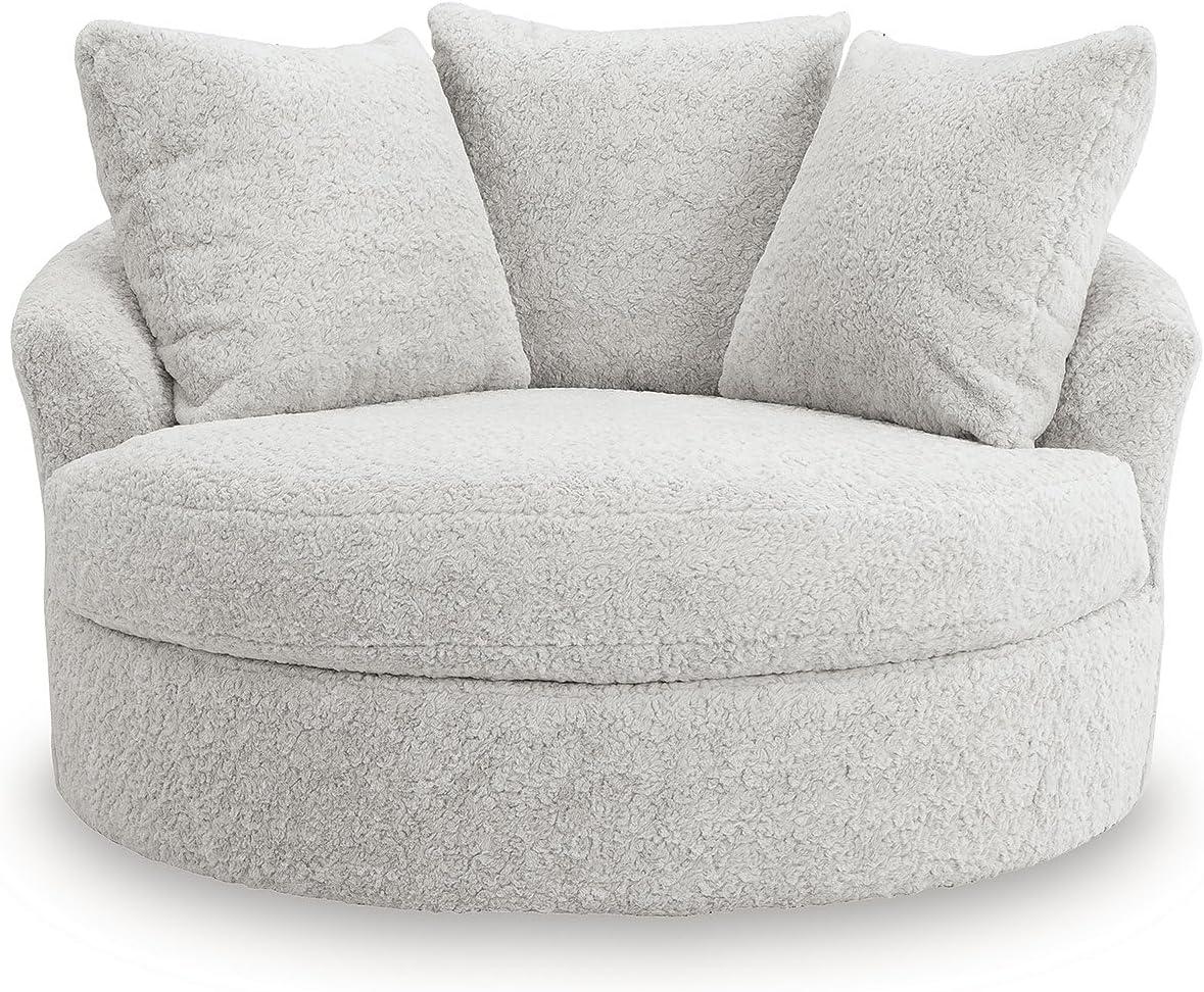 imageSignature Design by Ashley Cuddlesome Contemporary Oversized Swivel Accent Chair with Loose Seat Cushion and Reversible Back Cushion White