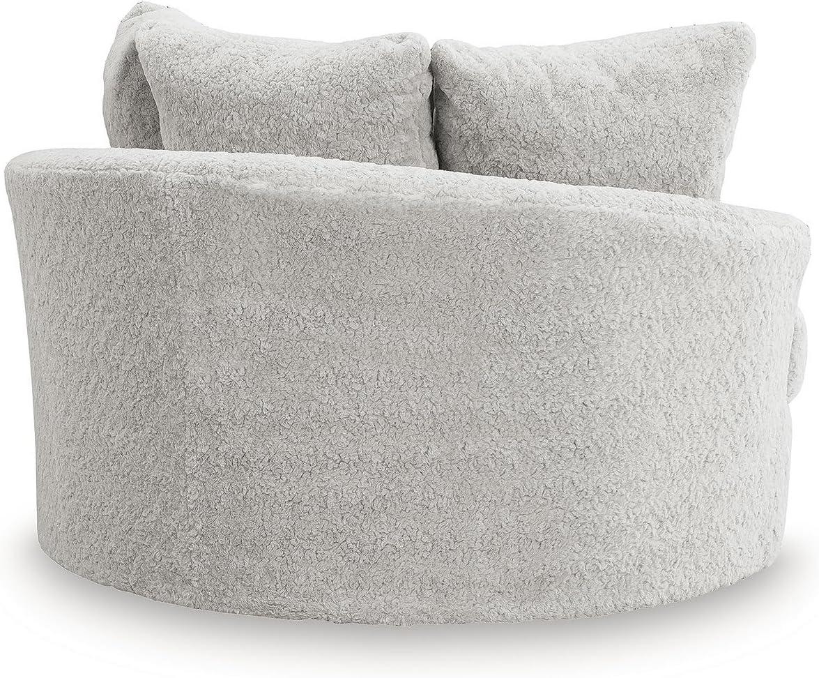 imageSignature Design by Ashley Cuddlesome Contemporary Oversized Swivel Accent Chair with Loose Seat Cushion and Reversible Back Cushion White