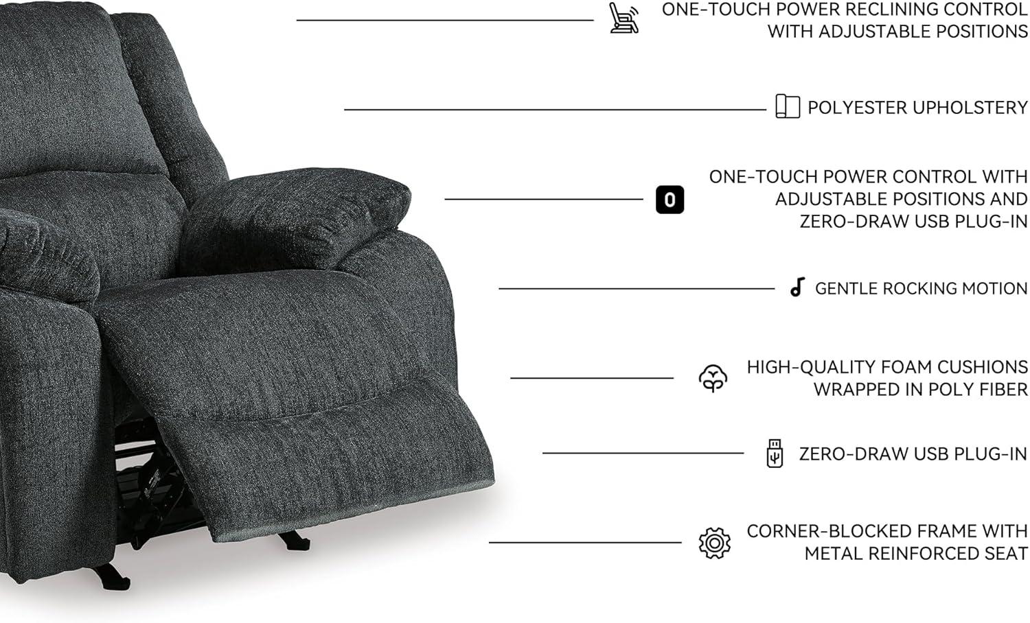 imageSignature Design by Ashley Draycoll Contemporary Power Rocker Recliner Dark GrayPower