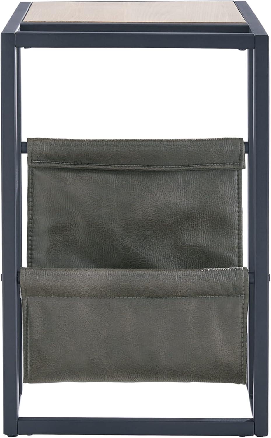 imageSignature Design by Ashley Freslowe Modern Industrial Chair Side End C Table Brown ampamp Gray