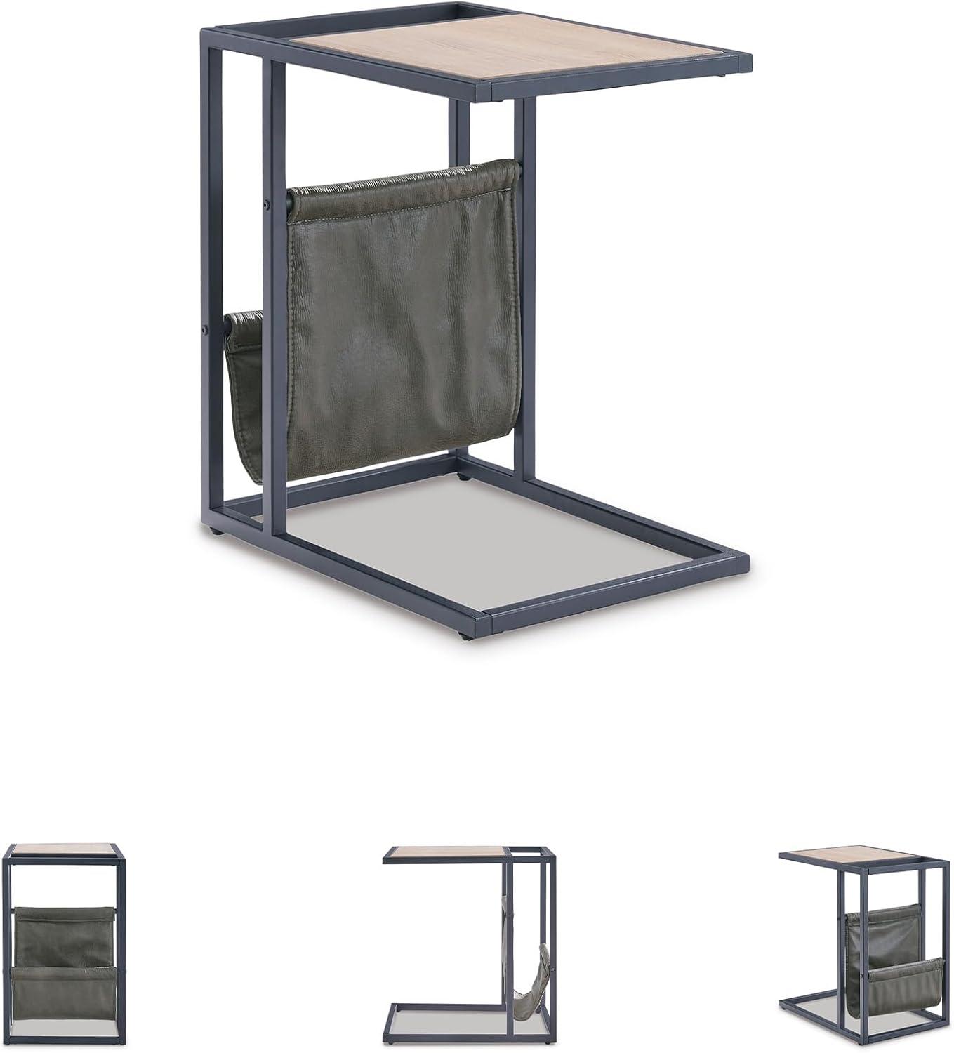 imageSignature Design by Ashley Freslowe Modern Industrial Chair Side End C Table Brown ampamp Gray
