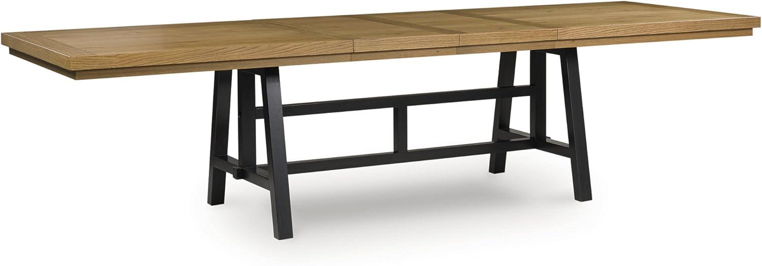 imageSignature Design by Ashley Galliden Contemporary Dining Extension Table with Removable Center Leaf Seats Up to 10 Light Brown ampamp Black