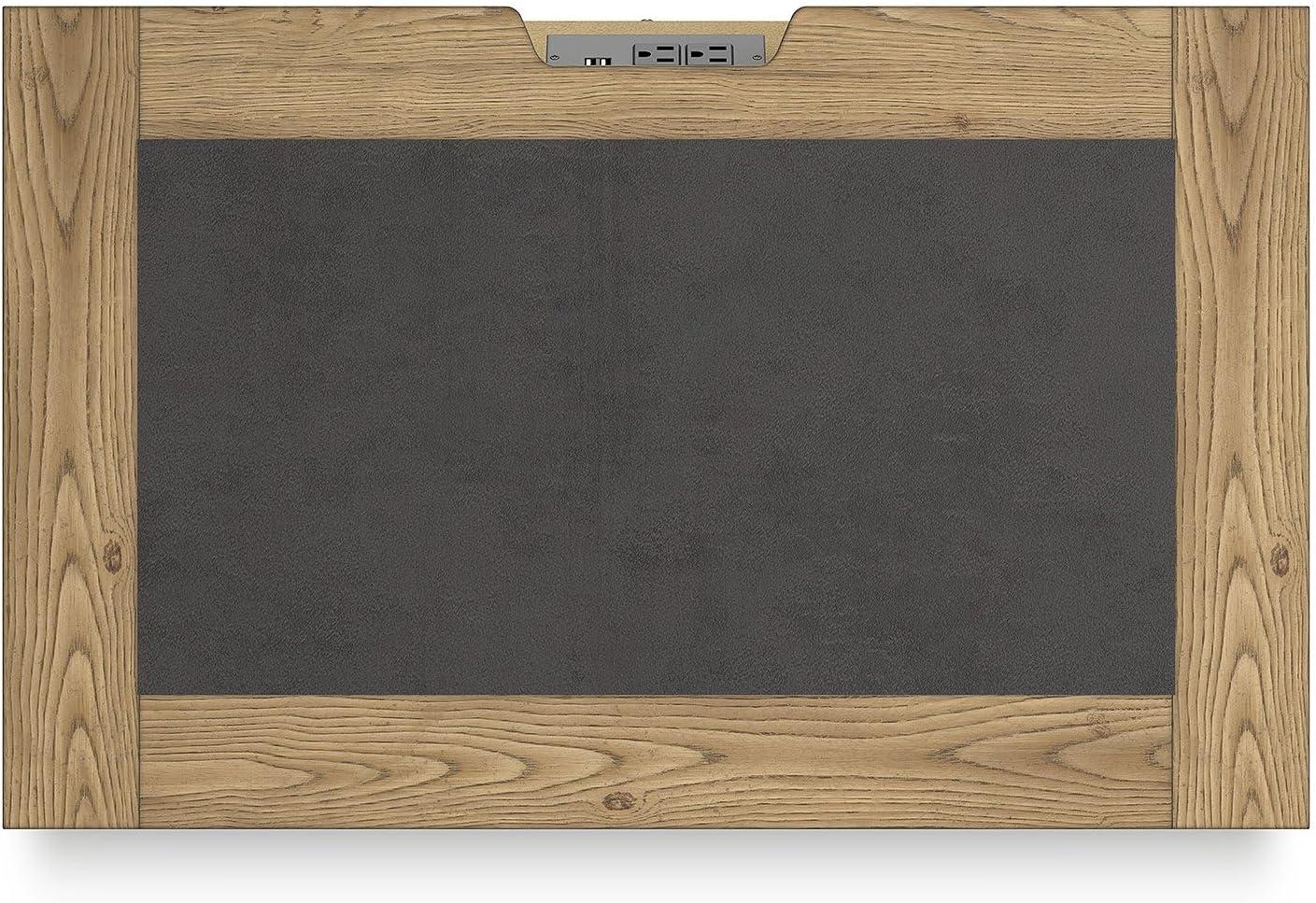 imageSignature Design by Ashley Galliden Rustic FeltLined 2 Drawer Nightstand with Cement Tile Inlay Tabletop Power Supply and USB Ports 2675quot Tall Light Brown