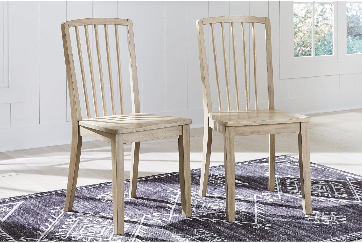 imageSignature Design by Ashley Gleanville Casual Solid Wood Dining Side Chair with Contoured Seat Set of 2 Light Brown