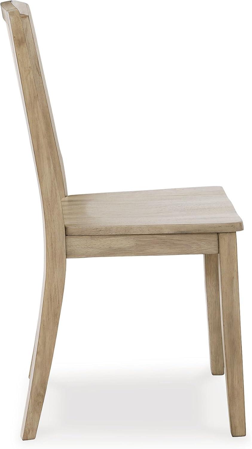 imageSignature Design by Ashley Gleanville Casual Solid Wood Dining Side Chair with Contoured Seat Set of 2 Light Brown