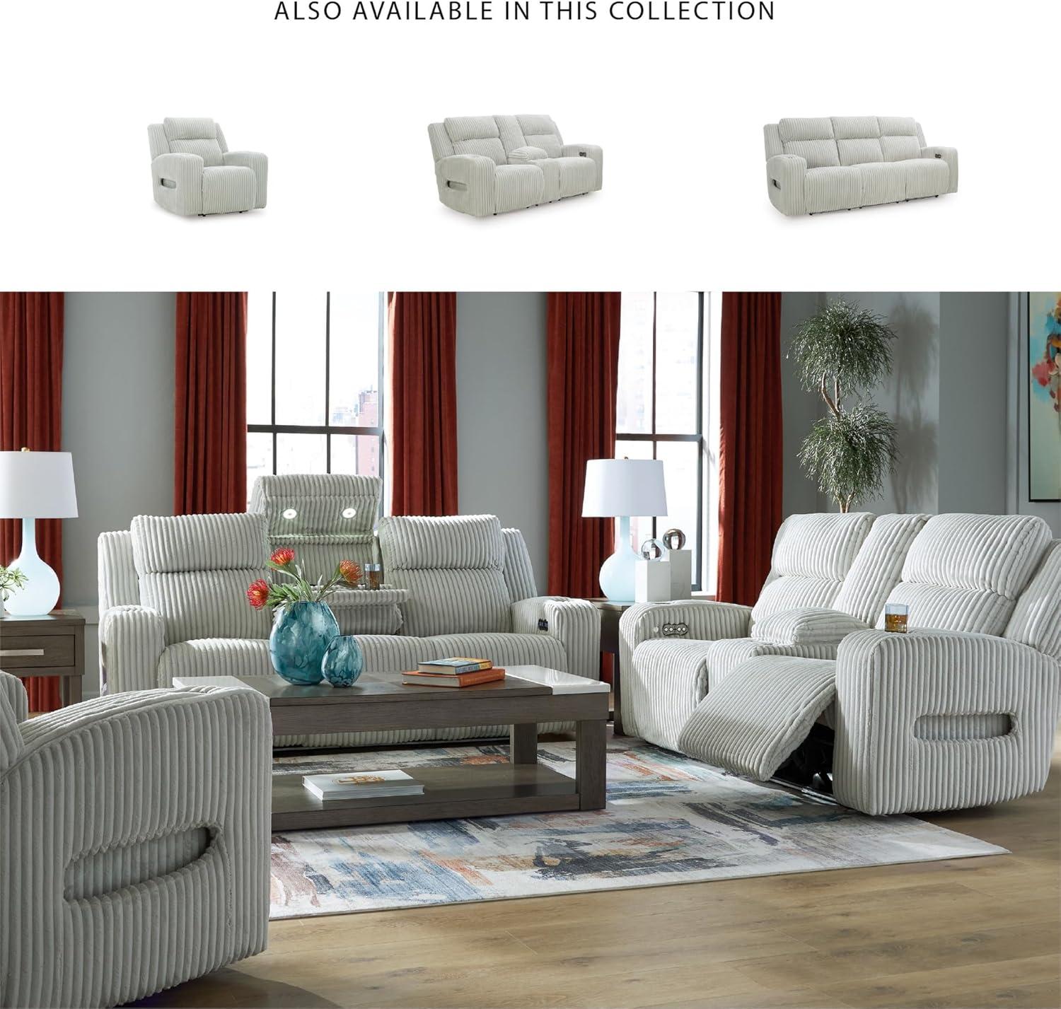 imageSignature Design by Ashley Healy Pier Modern Power Reclining Sofa with Adjustable Headrest and Storage Dark BrownAlloy