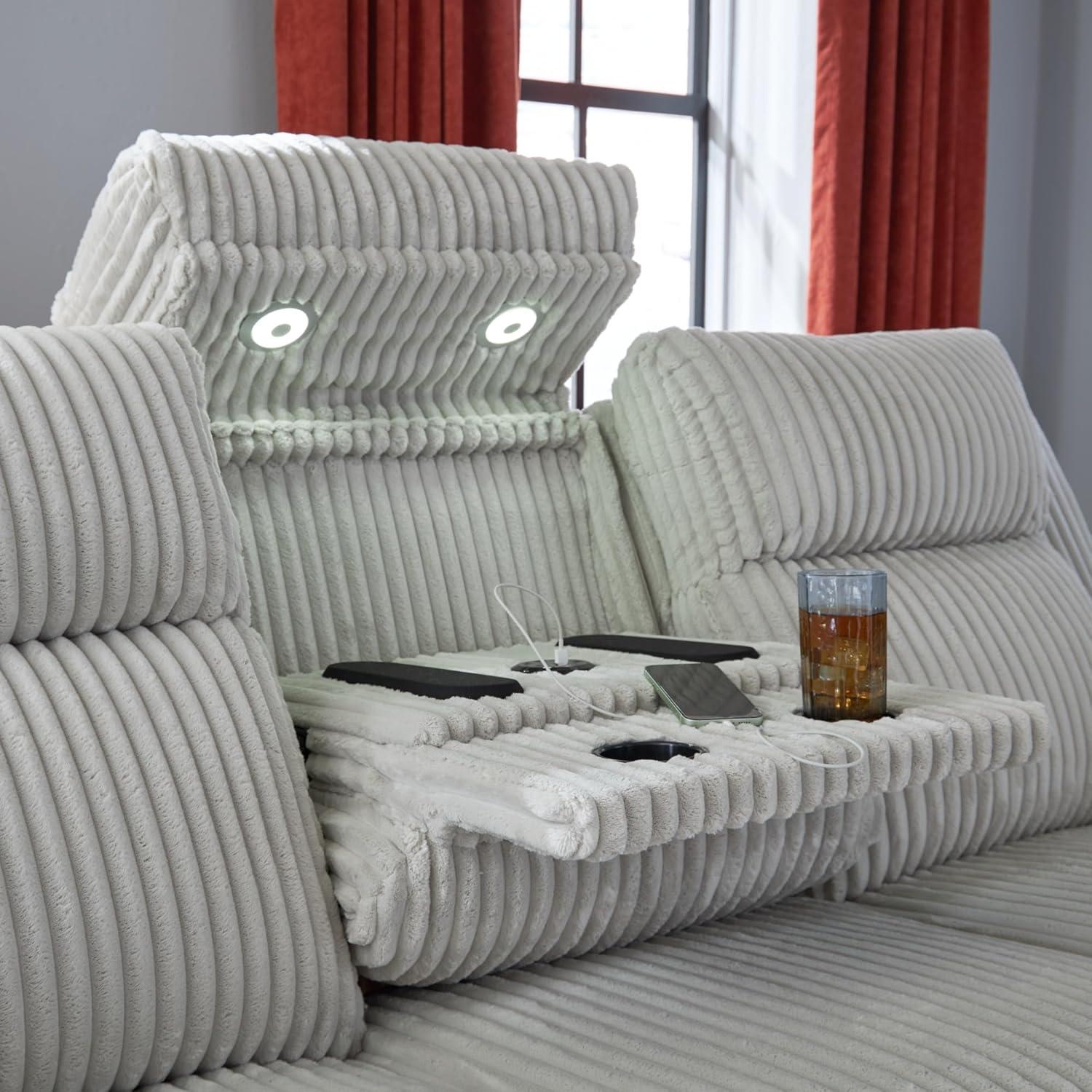 imageSignature Design by Ashley Healy Pier Modern Power Reclining Sofa with Adjustable Headrest and Storage Dark BrownAlloy