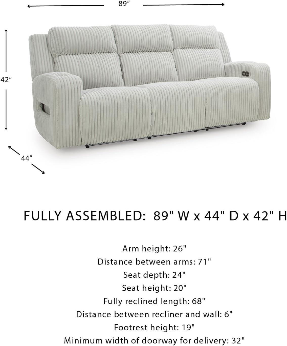 imageSignature Design by Ashley Healy Pier Modern Power Reclining Sofa with Adjustable Headrest and Storage Dark BrownAlloy