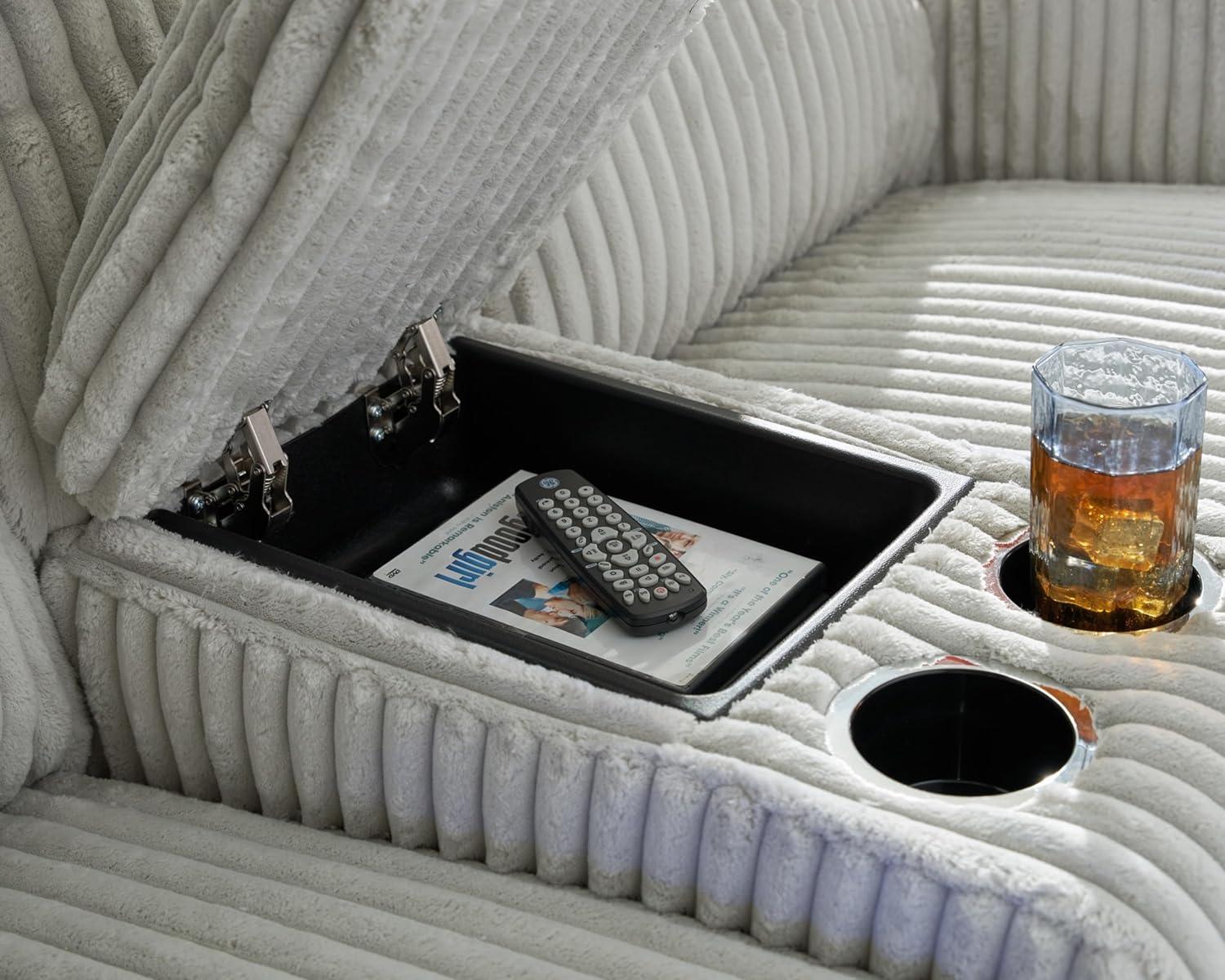 imageSignature Design by Ashley Healy Pier Modern Power Reclining Sofa with Adjustable Headrest and Storage Dark BrownAlloy