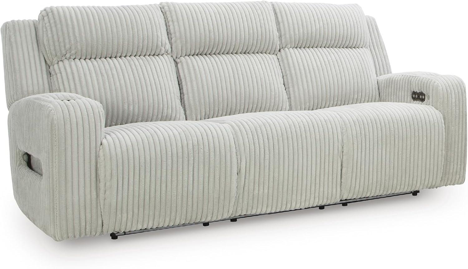 imageSignature Design by Ashley Healy Pier Modern Power Reclining Sofa with Adjustable Headrest and Storage Dark BrownAlloy