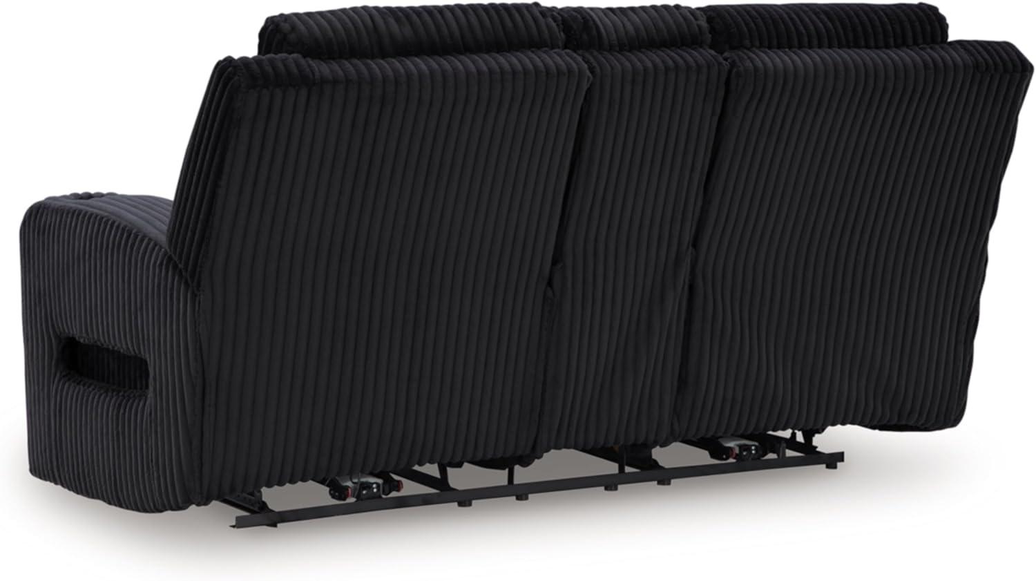 imageSignature Design by Ashley Healy Pier Modern Power Reclining Sofa with Adjustable Headrest and Storage Dark BrownBlack