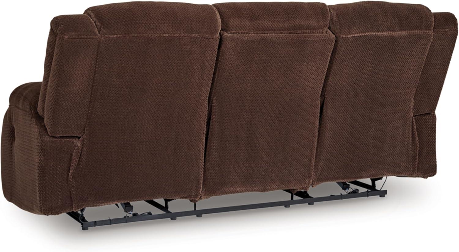 imageSignature Design by Ashley Healy Pier Modern Power Reclining Sofa with Adjustable Headrest and Storage Dark BrownDark Chocolate