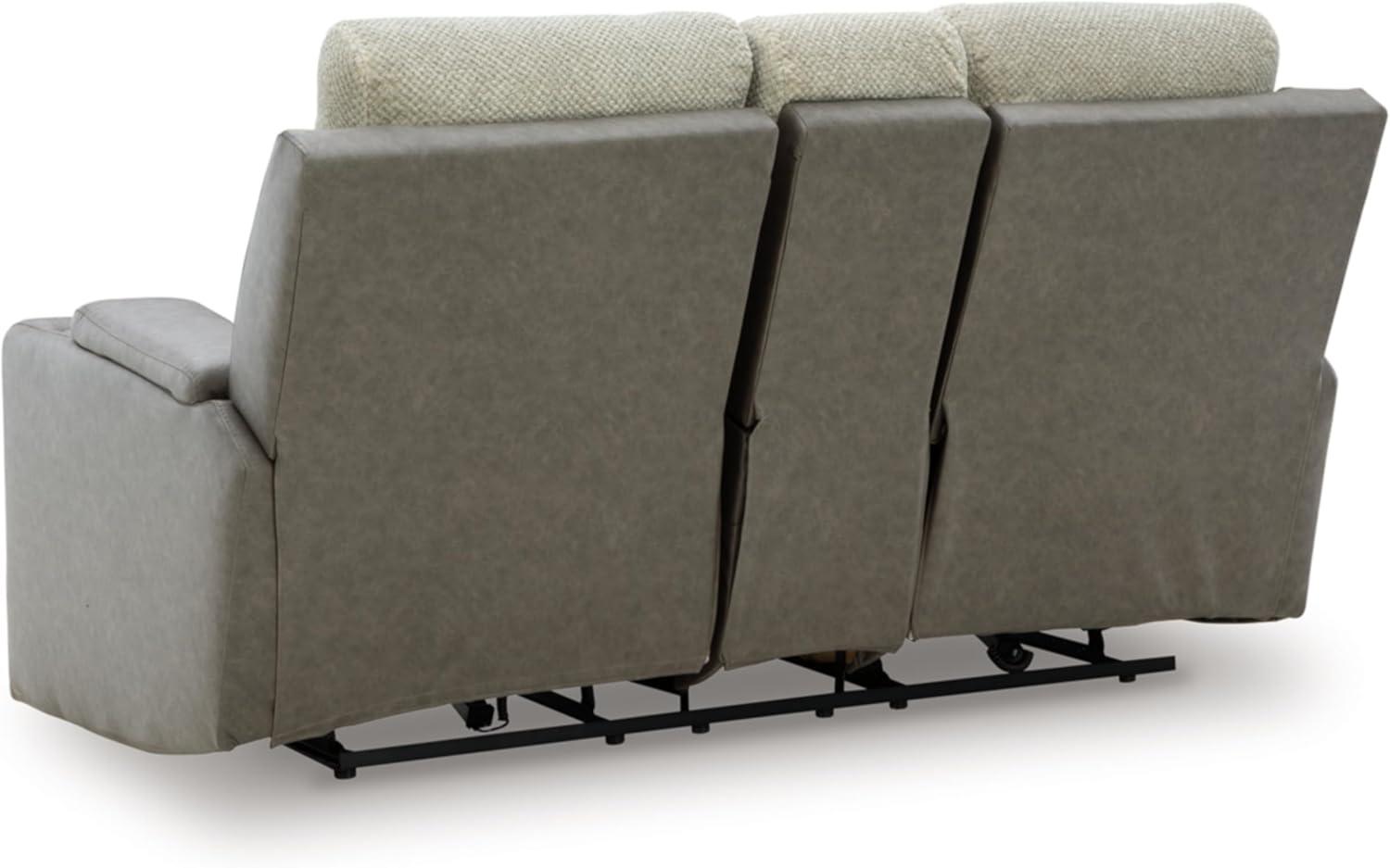 imageSignature Design by Ashley Healy Pier Modern Power Reclining Sofa with Adjustable Headrest and Storage Dark BrownSisal
