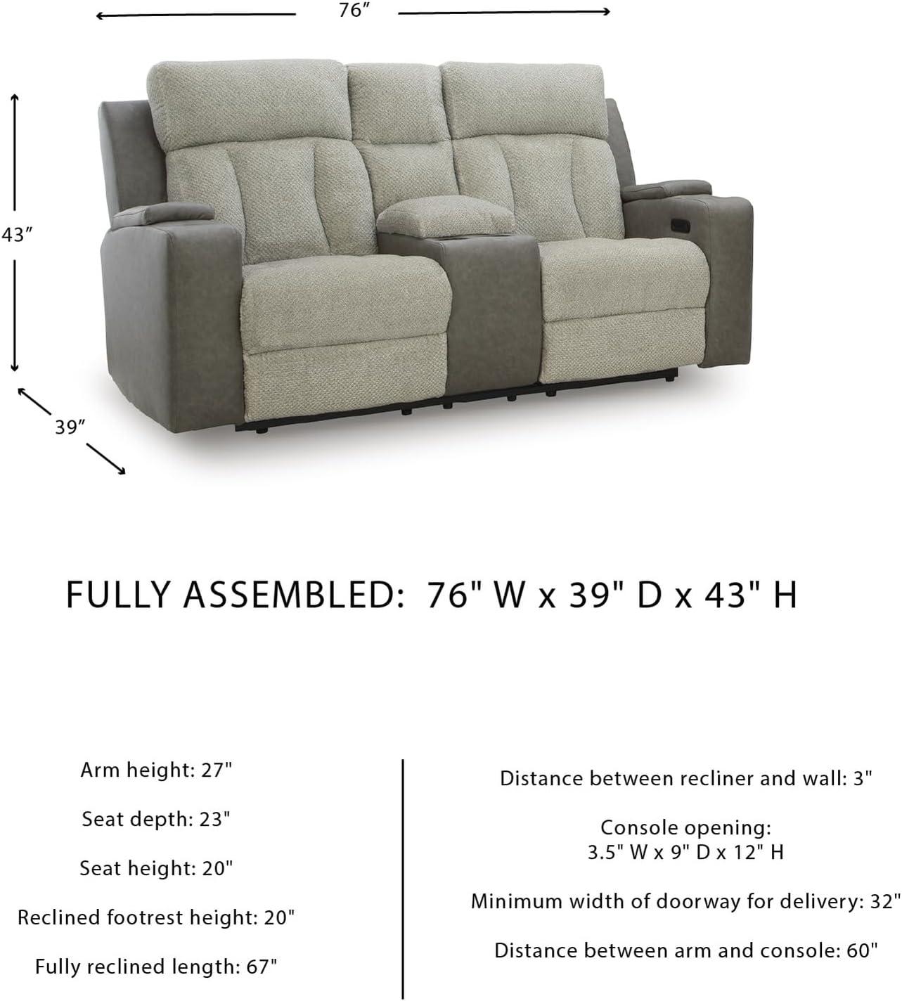 imageSignature Design by Ashley Healy Pier Modern Power Reclining Sofa with Adjustable Headrest and Storage Dark BrownSisal