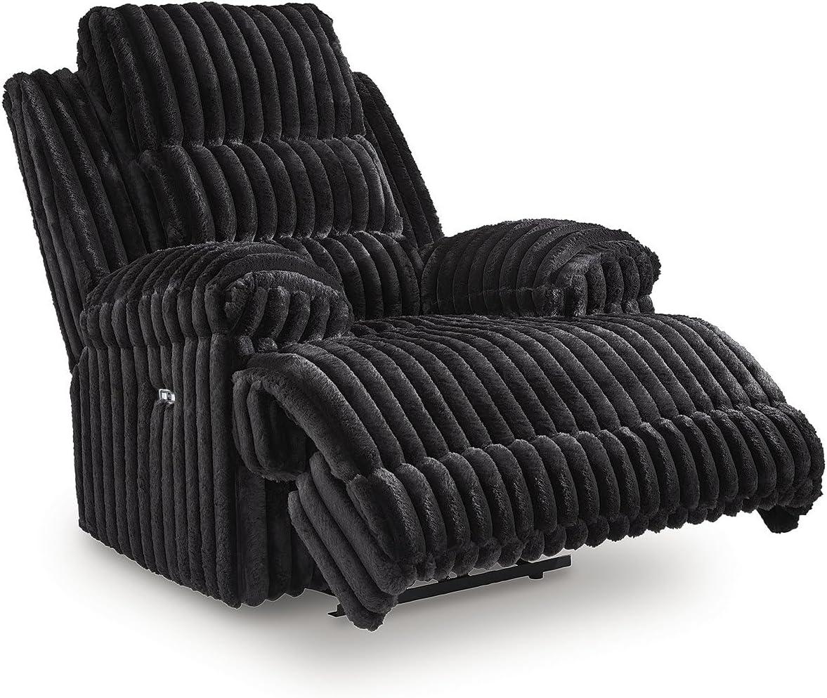 imageSignature Design by Ashley Higgesbee Modern Power Recliner with USB Port and PillowTop Armrest Light GrayBlack