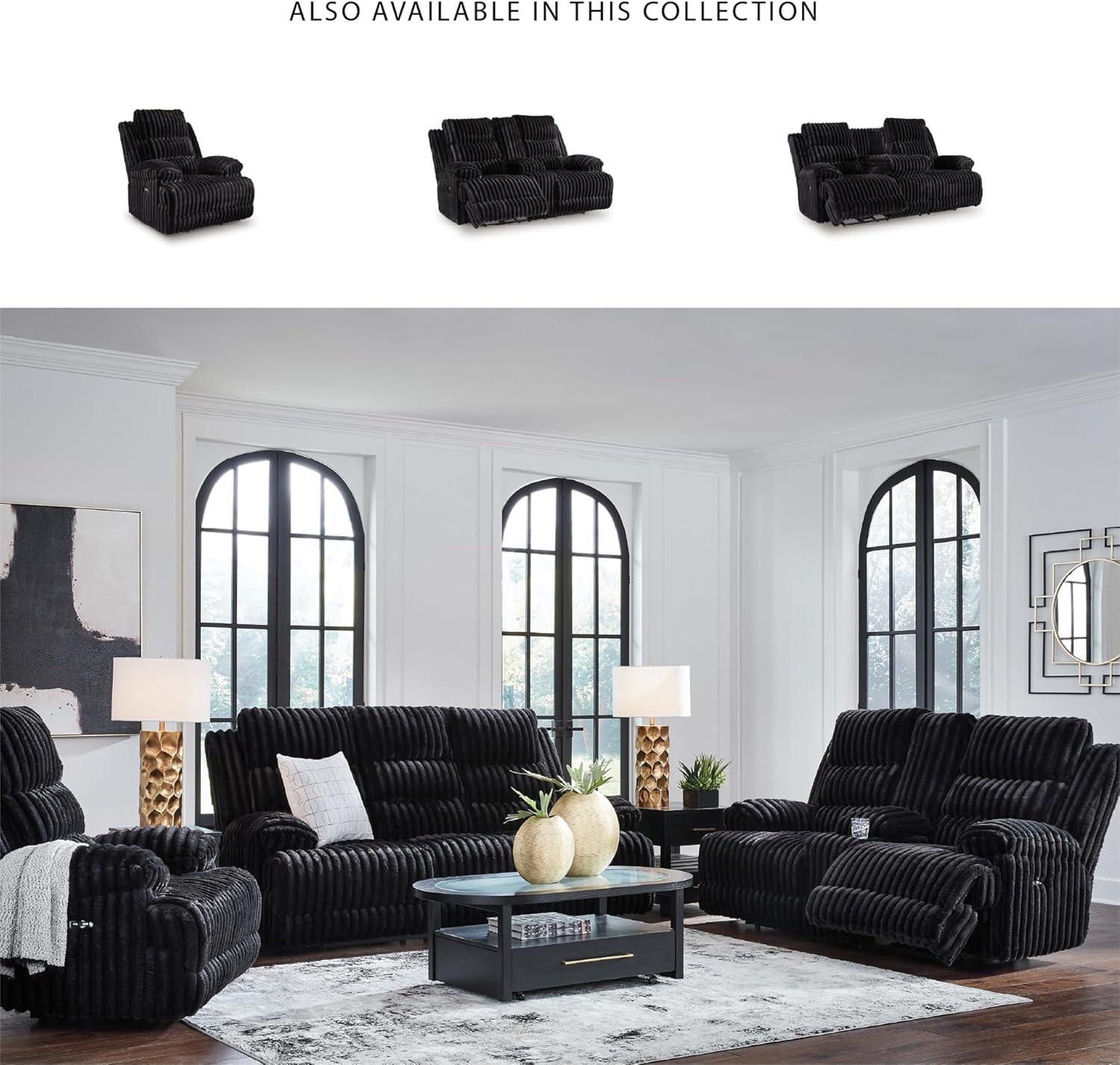 imageSignature Design by Ashley Higgesbee Modern Power Recliner with USB Port and PillowTop Armrest Light GrayBlack