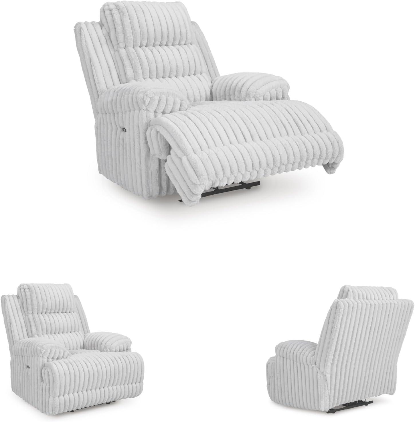 imageSignature Design by Ashley Higgesbee Modern Power Recliner with USB Port and PillowTop Armrest Light GrayLight Gray