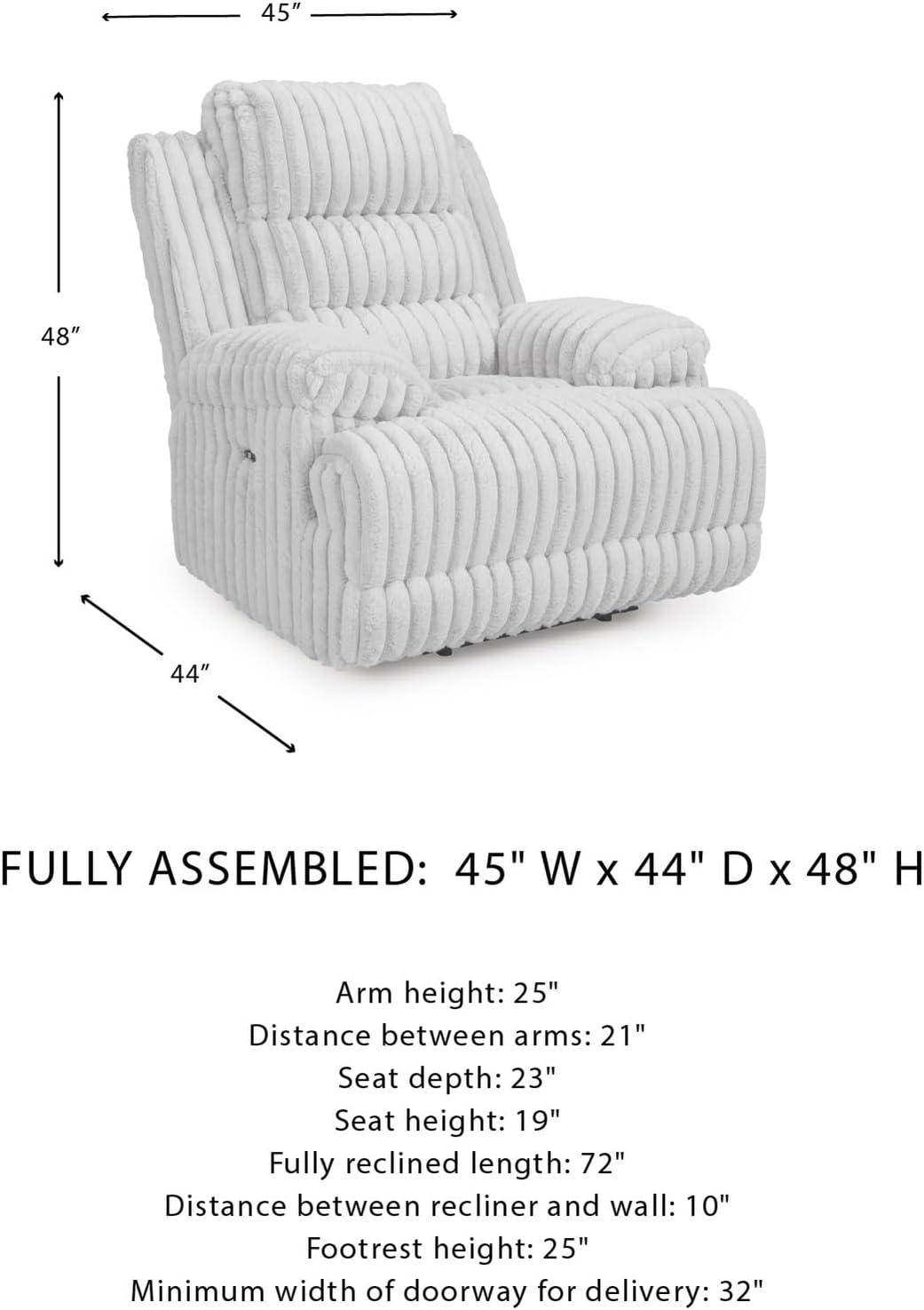 imageSignature Design by Ashley Higgesbee Modern Power Recliner with USB Port and PillowTop Armrest Light GrayLight Gray