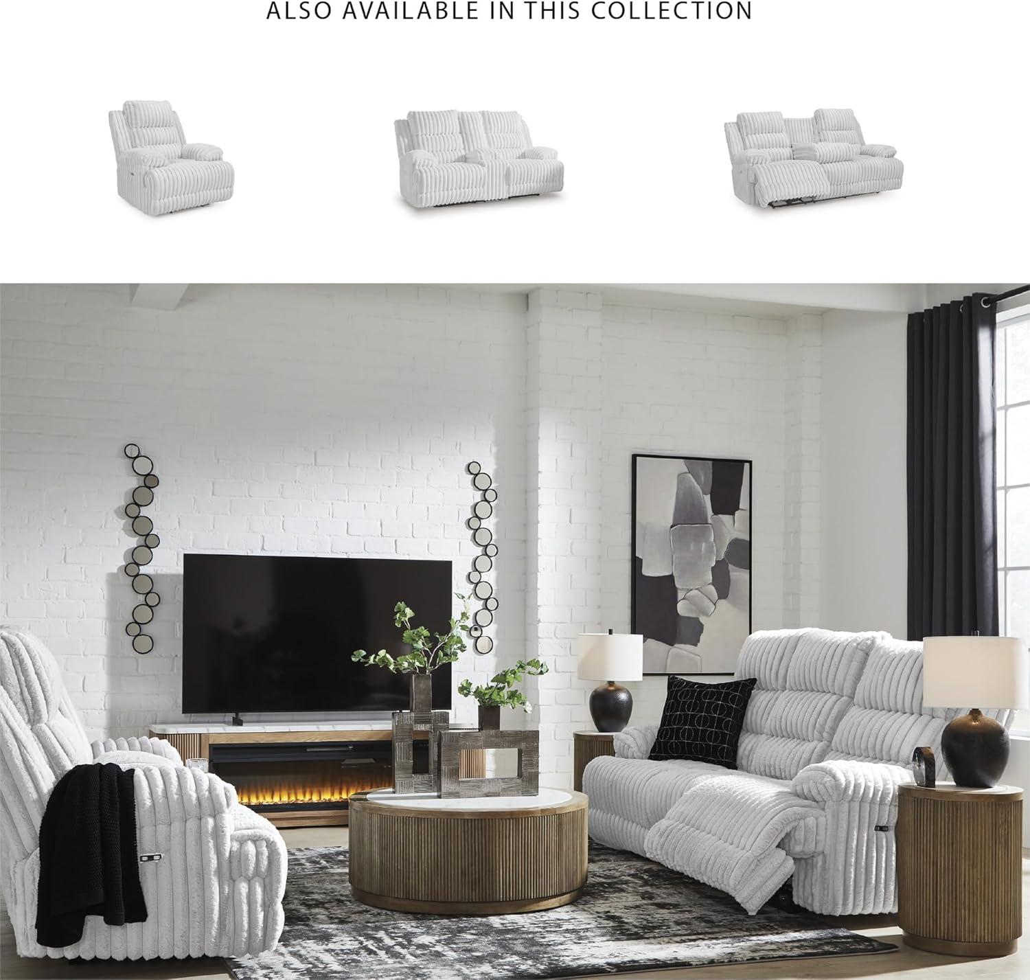 imageSignature Design by Ashley Higgesbee Modern Power Recliner with USB Port and PillowTop Armrest Light GrayLight Gray