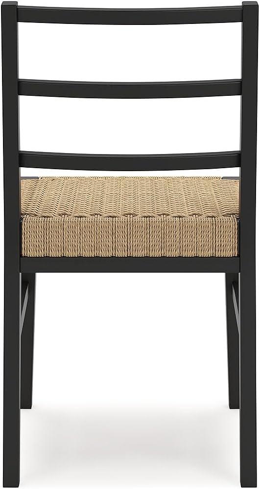 imageSignature Design by Ashley Isanti Rustic Solid Wood Armless Dining Chair with Faux Rattan Seat Set of 2 Light Brown ampamp Black