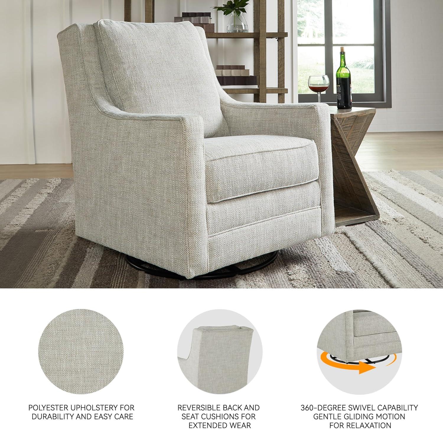 imageSignature Design by Ashley Kambria Casual Upholstered Swivel Glider Accent Chair Gray