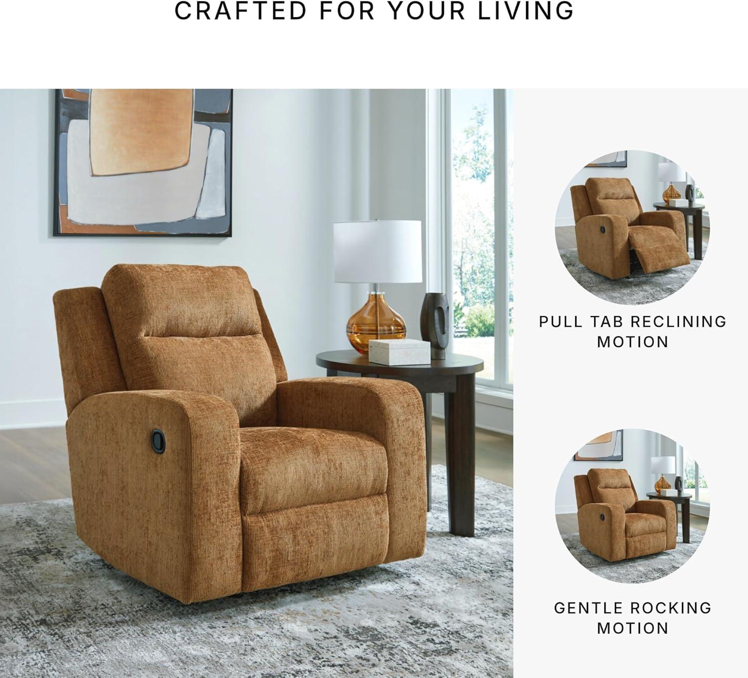 imageSignature Design by Ashley Kanlow Modern Manual Rocker Recliner Light BrownBrown