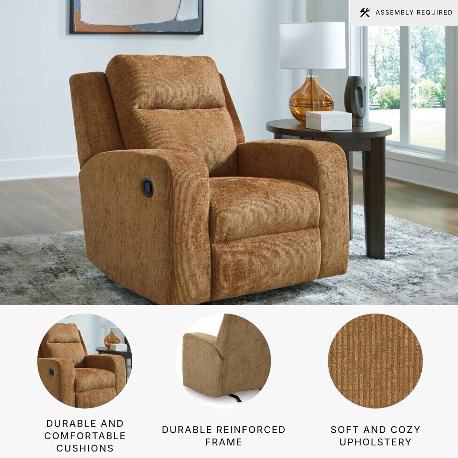 imageSignature Design by Ashley Kanlow Modern Manual Rocker Recliner Light BrownBrown