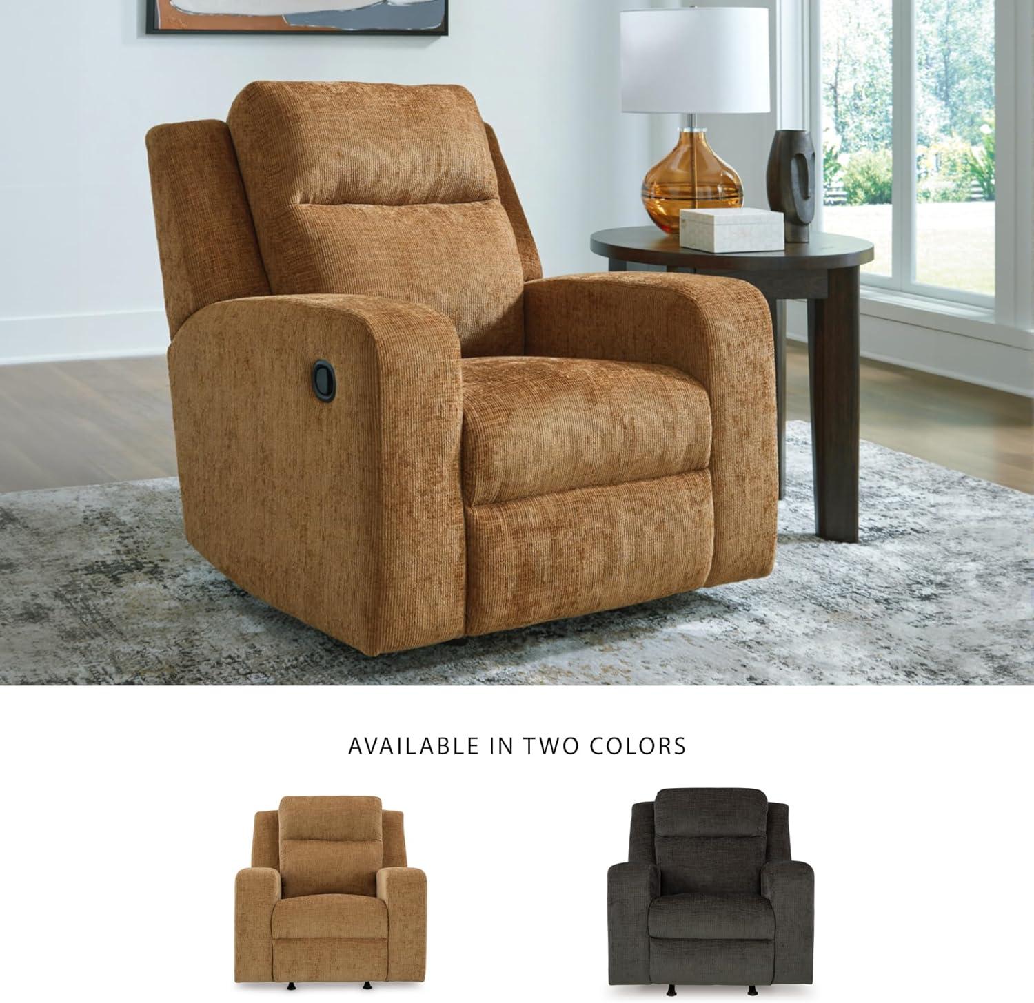 imageSignature Design by Ashley Kanlow Modern Manual Rocker Recliner Light BrownBrown