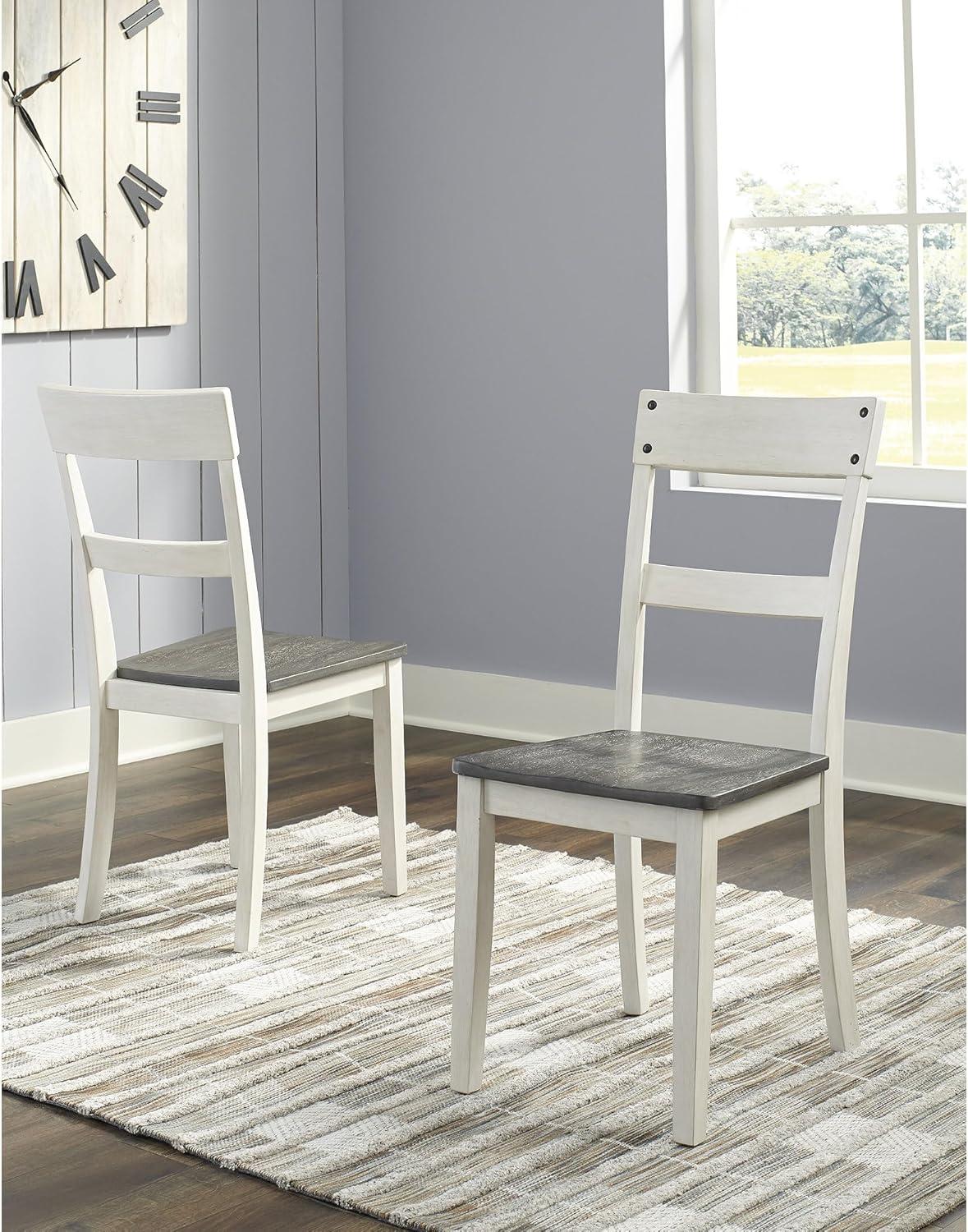 imageSignature Design by Ashley Loratti Modern Farmhouse 18quot Weathered Wood Dining Chair 2 Count GrayWhite