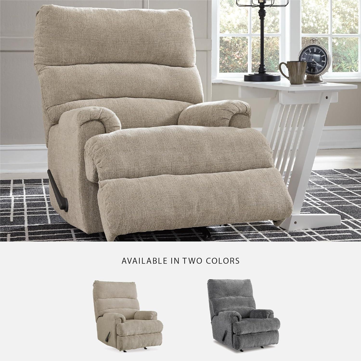 imageSignature Design by Ashley Man Fort Traditional One Pull Rocker Recliner BeigeBeige
