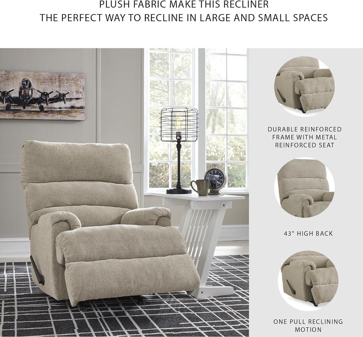 imageSignature Design by Ashley Man Fort Traditional One Pull Rocker Recliner BeigeBeige