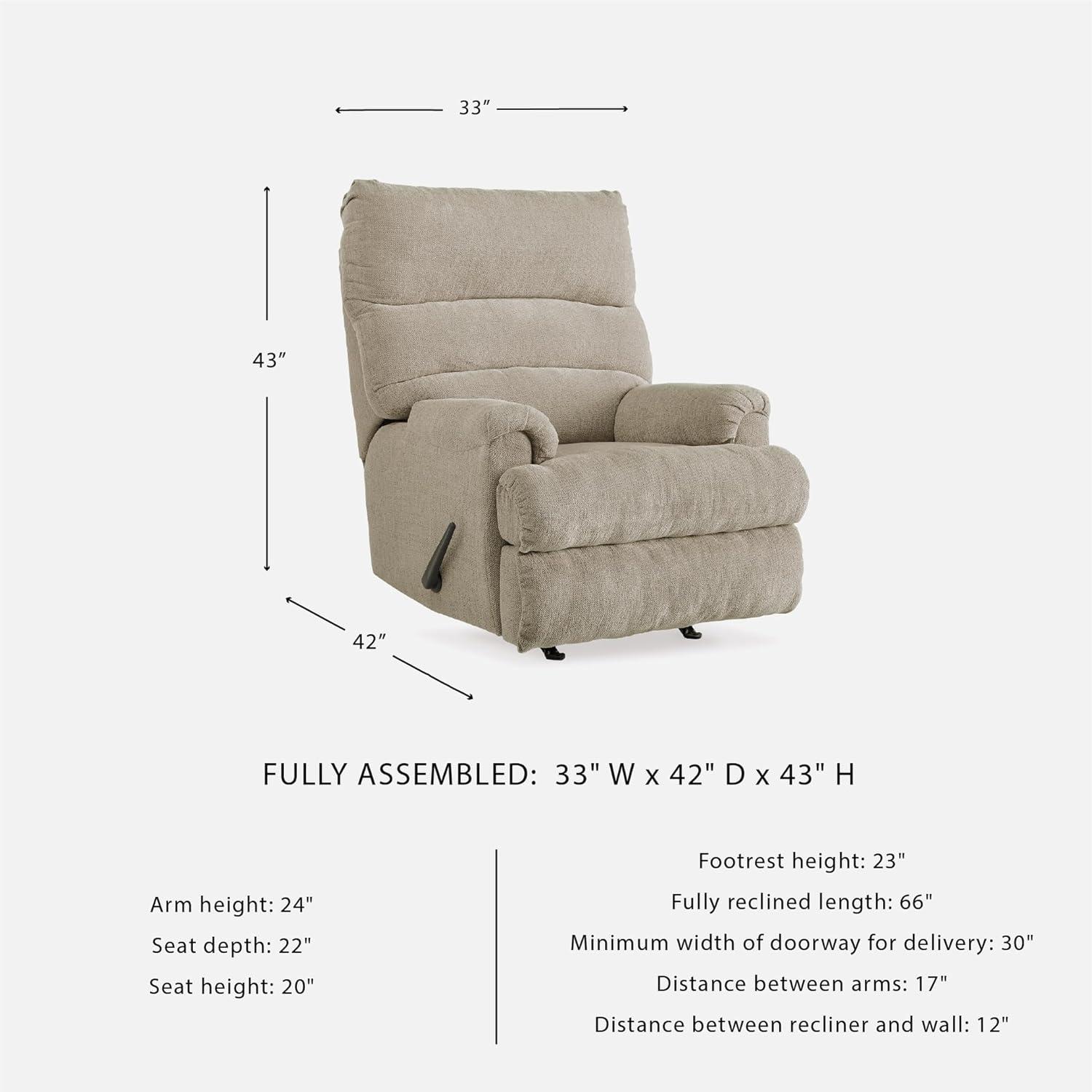 imageSignature Design by Ashley Man Fort Traditional One Pull Rocker Recliner BeigeBeige