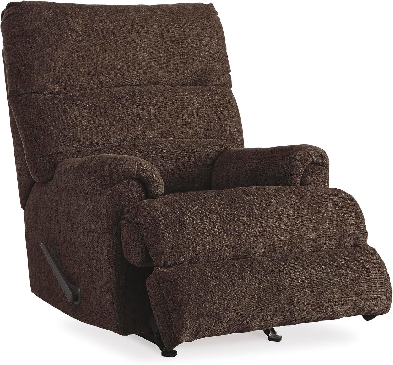 imageSignature Design by Ashley Man Fort Traditional One Pull Rocker Recliner BeigeDark Brown